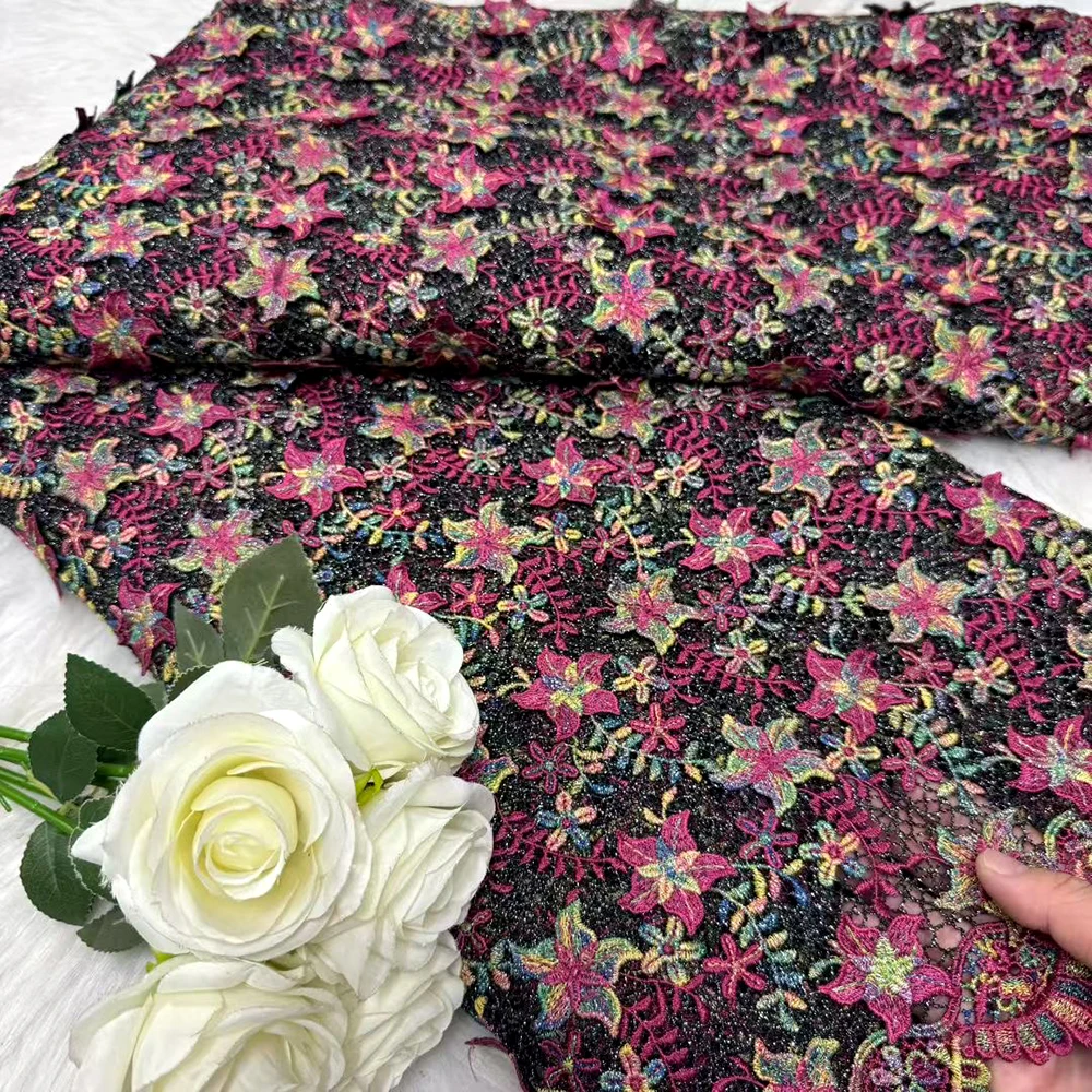 

Newest 3D Embroidered Water Soluble Lace Fabric High Quality African Guipure Cord Lace Fabric For Sewing Nigerian Women Dresses