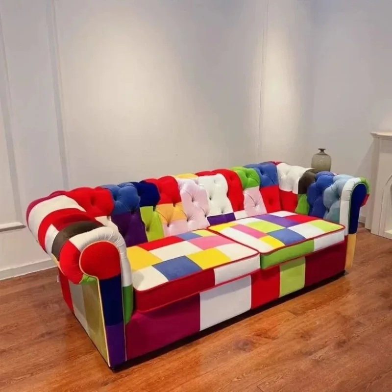 

American buckle fabric sofa, pastoral ethnic style creativity