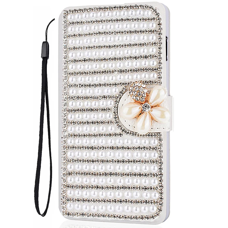 

Флип-кожаный чехол для телефона Xiaomi 13T / 13T Pro / Redmi K60 Ultra Glitter Diamond Cover, держатель для карт и подставка с жемчугом