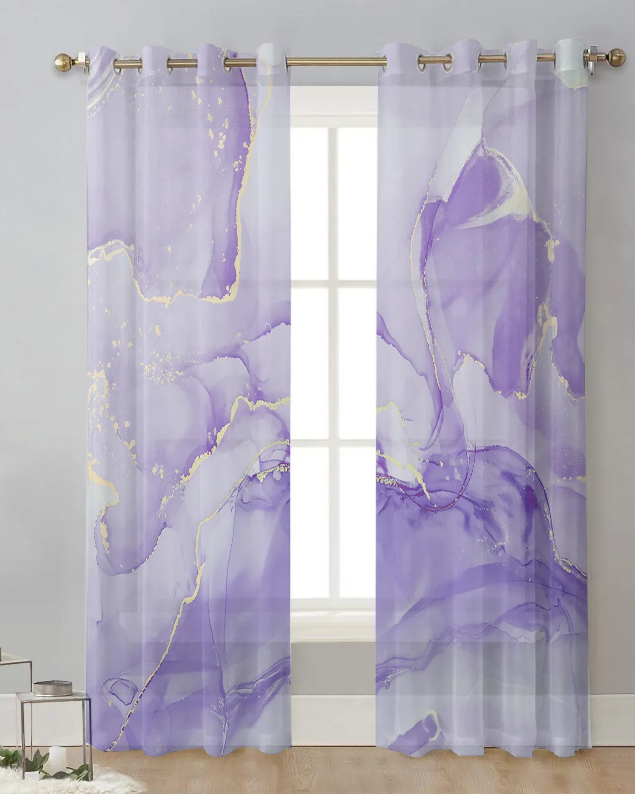 

Marble Simple Gradient Purple Curtain Tulle Curtains For Living Room Kitchen Window Treatments Voile Curtains