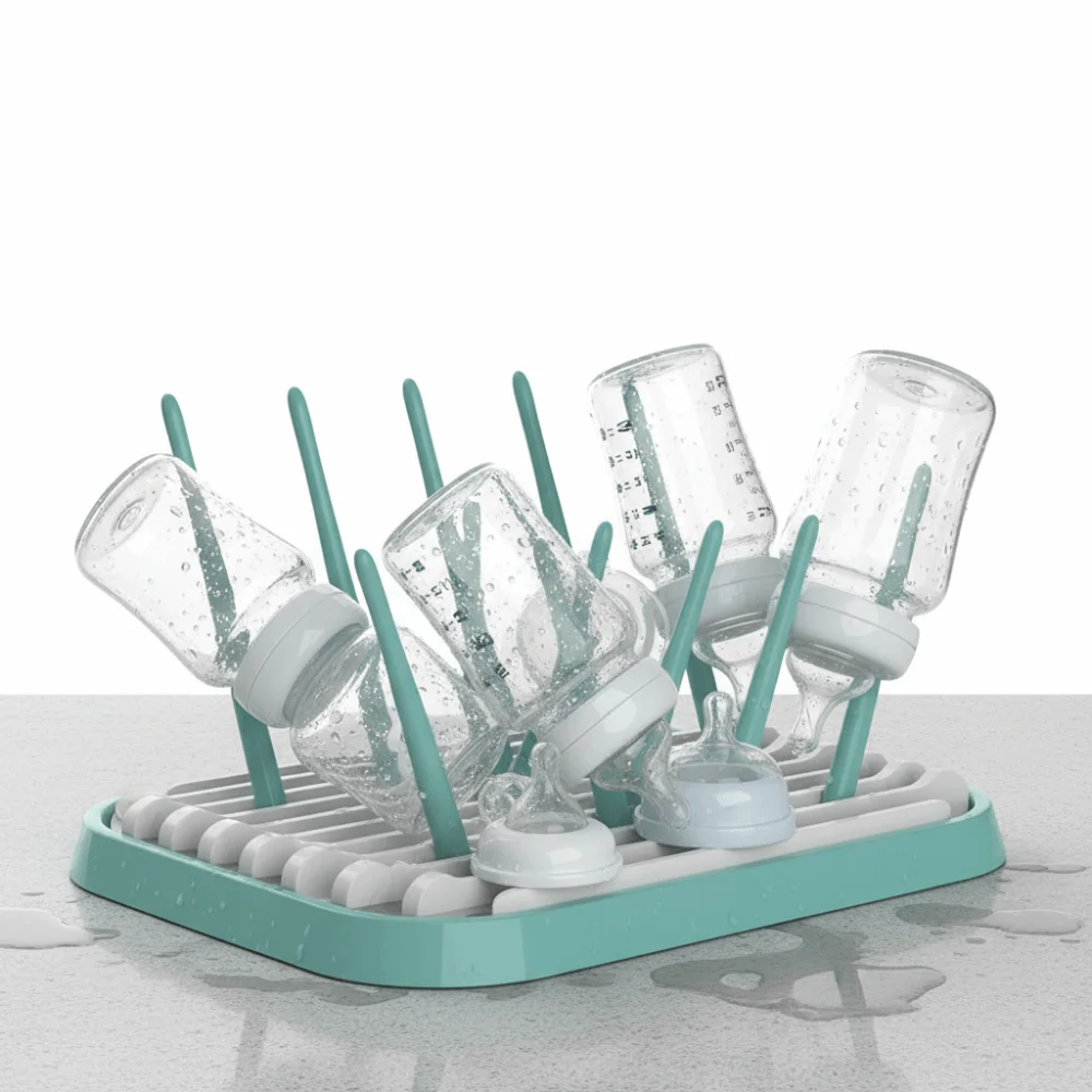 

Foldable Baby Bottle Drying Rack Plastic Portable Drain Storage Rack Sturdy Detachable Bottle Holder Kitchen Organization