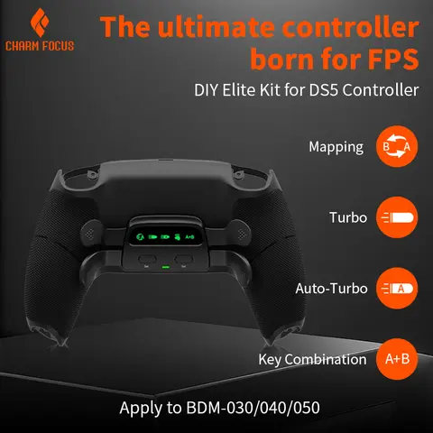 재매핑 가능한 조각, 업그레이드 보드, 재설계된 후면 케이스 및 PS5 컨트롤러 BDM 030&040&050용 후면 버튼 4개
