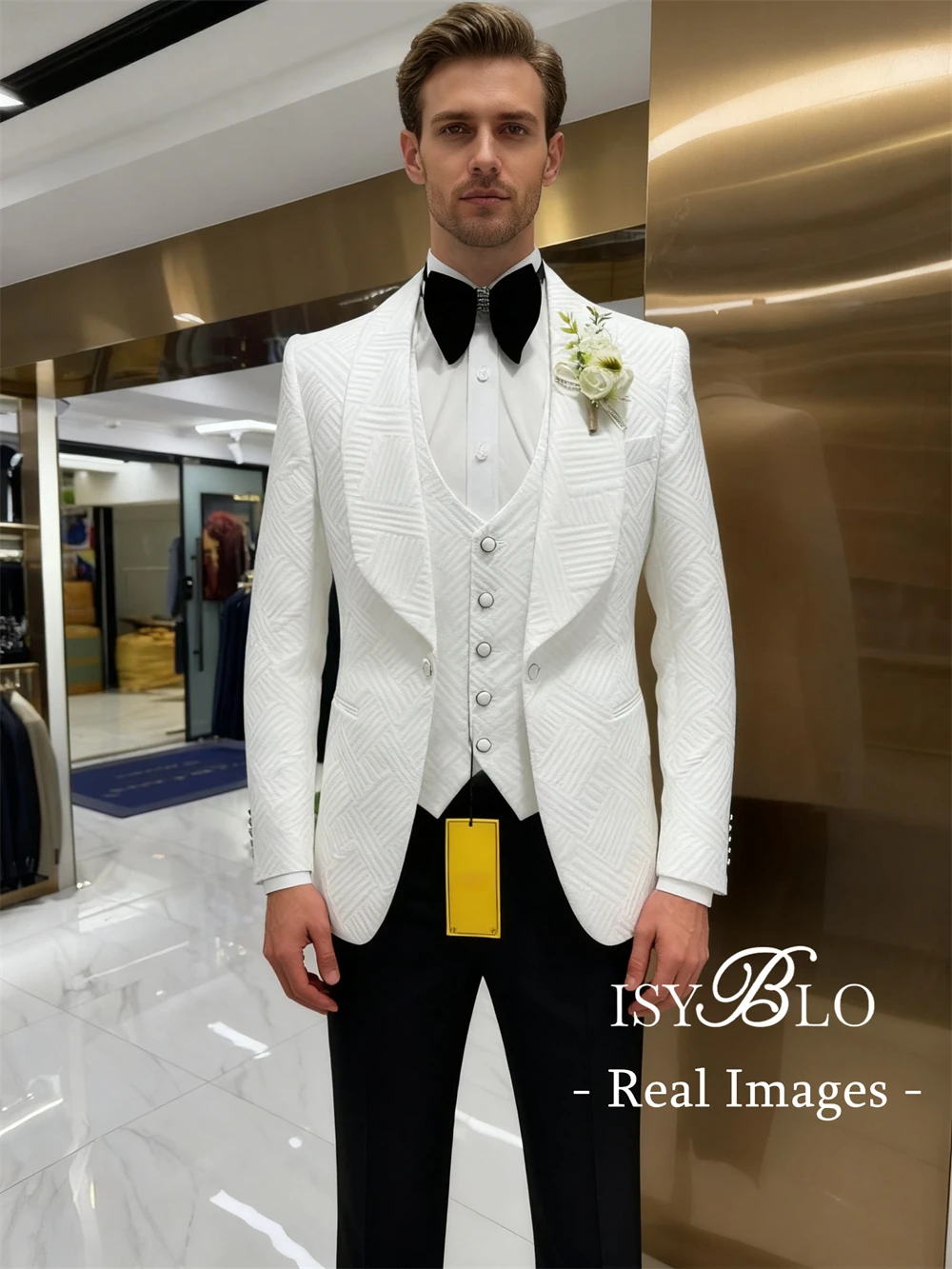 

2025 New Popular Groom Suit for Wedding 3 Pieces Mens Fashion Suits, One Button Shawl Neck Blazer Jacket, Vest and Pants