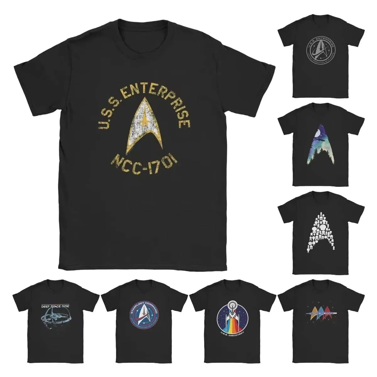 Men Stars Treks Collegiate T Shirt Movie TV Series Pure Cotton Clothing Casual Short Sleeve Crewneck Tees New Arrival T-Shirt