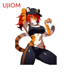 UJIOM 13cm X 9.4cm Sexy Furry Tiger Girls Wall Stickers Alluring Sports Style Alluring Wallpapers Decal Home Posters Decor