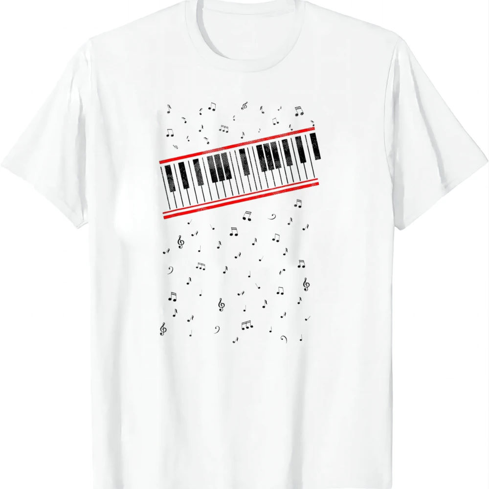 80s Piano Just Beats It Keyboard T-Shirt Summer Casual T Shirt Women Mens Clothing Tops Vintage Clothes Camiseta Streetwear