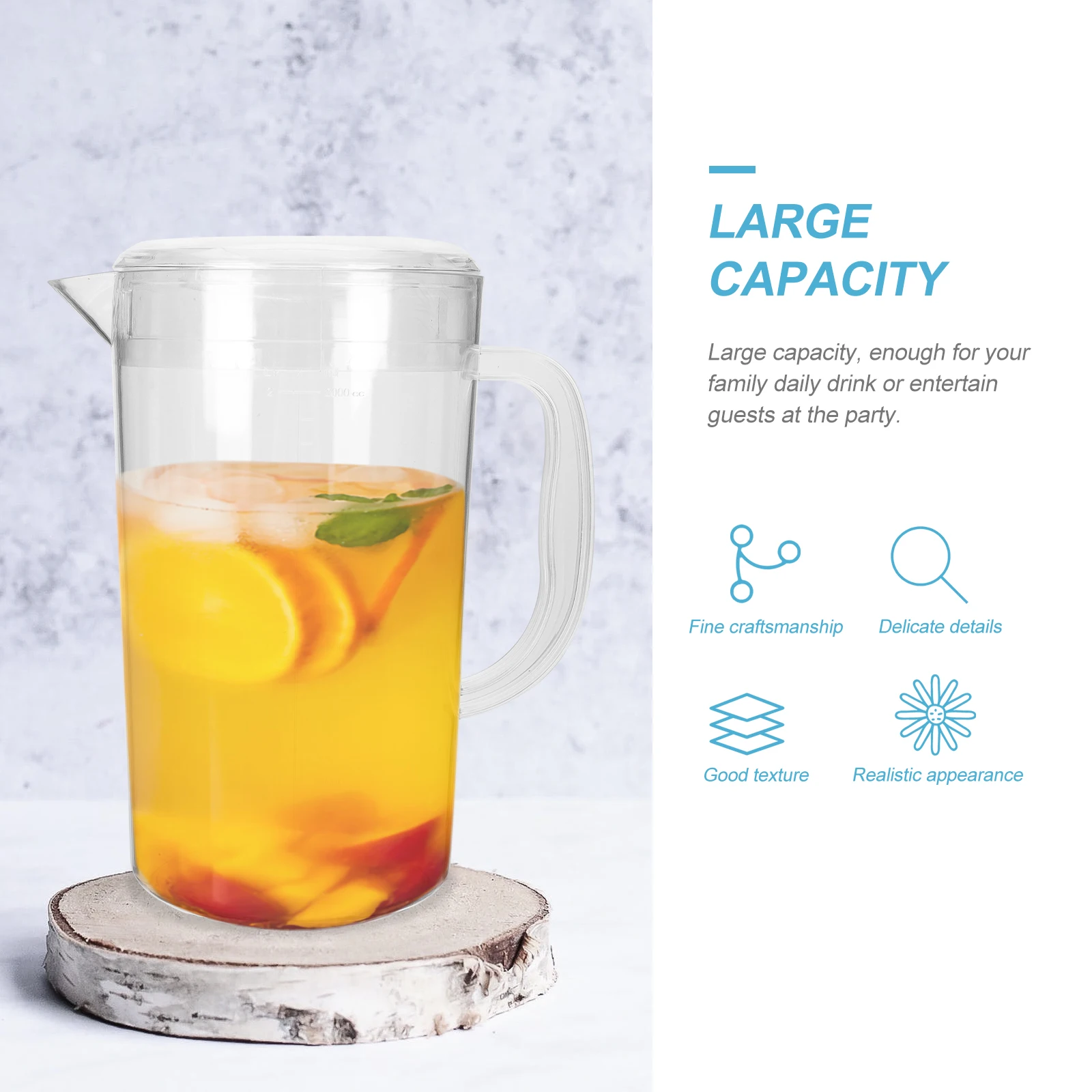 

Acrylic Water Pitcher Large Capacity Cold Water Kettle Juice Jug Tea Pot Container Transparent Safe Premium Materials