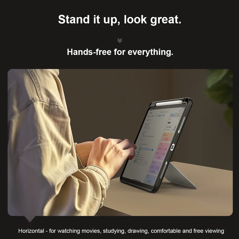 حامل iPad اللوحي NIllkin لأجهزة الأجهزة اللوحية المحمولة مقاس 9.7-11 بوصة، قاعدة جلدية ممتازة قابلة للتعديل