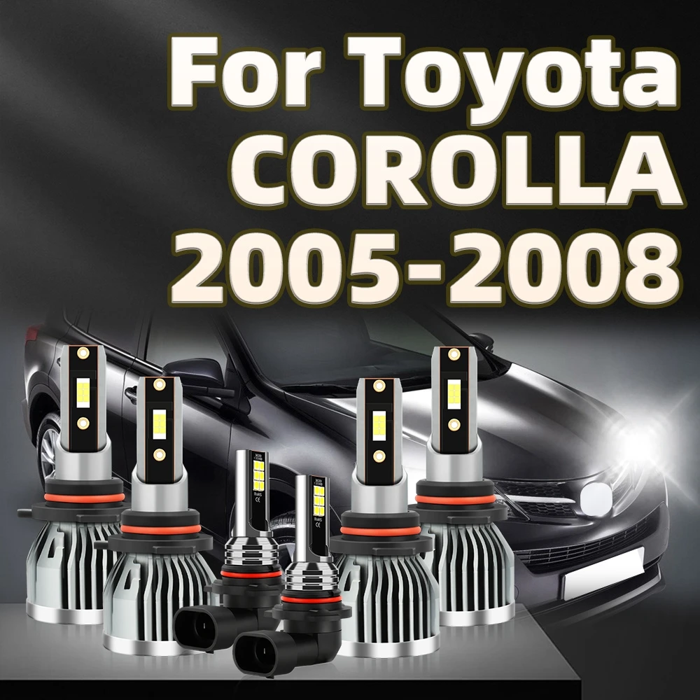 6Pcs Car LED Headligh 9005 9006 6000K 30000LM Light Bulbs Fog Lamp Kit For Toyota COROLLA 2005 2006 2007 2008