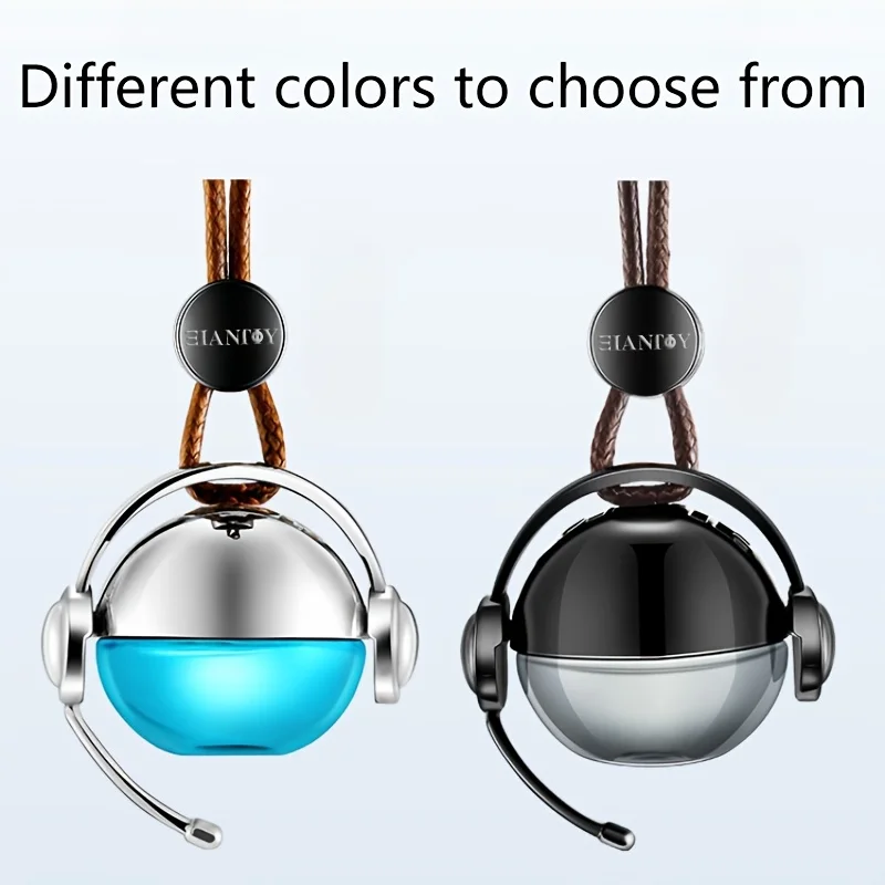 Lcars Car Aroma Diffuser Pendant, Creative Metal+Glass Hanging Ornament Without Fragrance Source or Liquid, Car Aroma Bottle Pendant, Diffuser for Adding Your Own Fragrance Oils, Car Headphone-Shaped Hanging Ornament, Reusable Car Interior Decoration, Unisex Exquisite Valentine's Day Gift, Glass Perfume Empty Bottle, Car Hanging Ornament