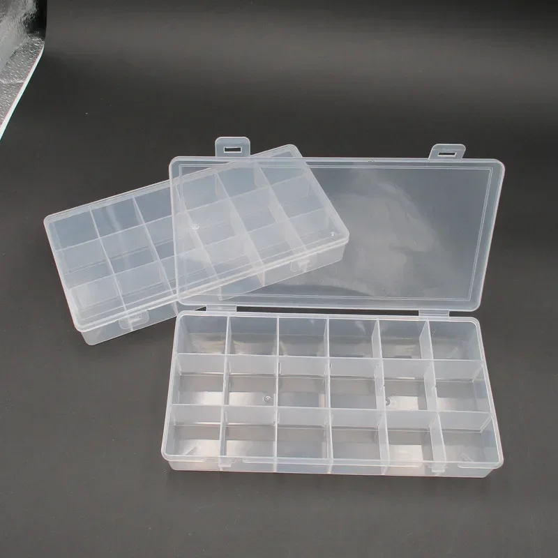 1Pc Square Transparent Plastic Storage Case 18/24 Slot Adjustable Jewelry Beads Earring Case Organizer Jewlery Box Packaging Box