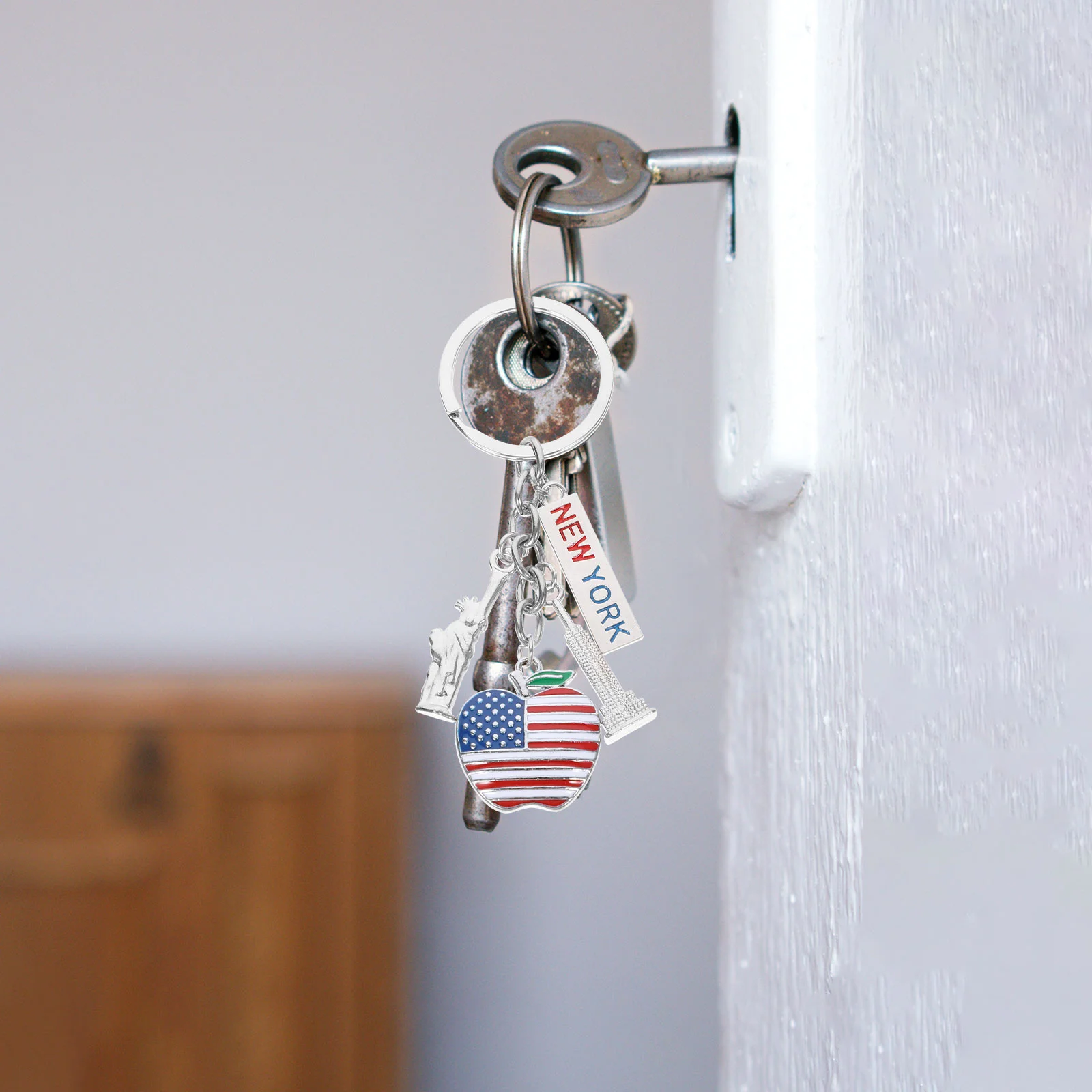 Printing Man Key Fob Fashionable Hanging Ornament Patriotic US Keyrings Keychains