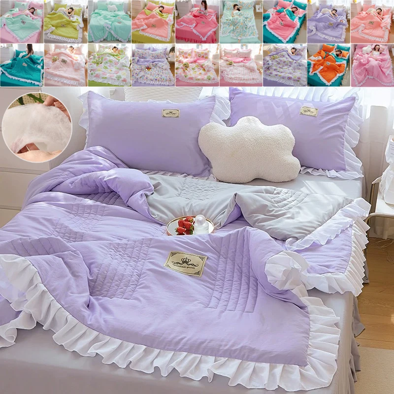 

1PC New Korean Version lace machine washable cotton thin quilt Soft Breathable Summer Quilt Machine Washable Bedding product여름이불