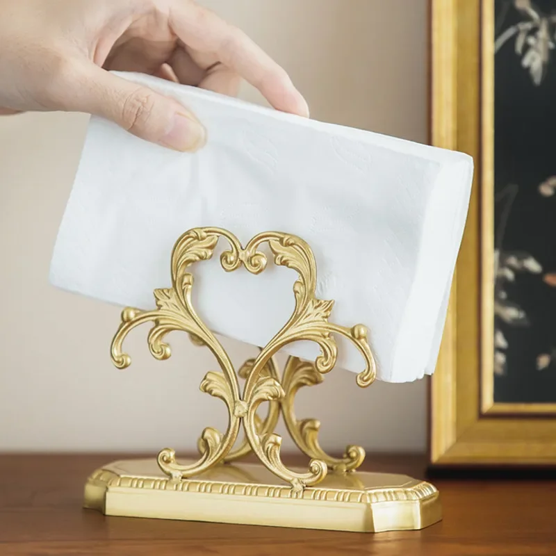 Retro Light Luxury Napkin Rack Brass Dining Room Paper Towel Rack Living Room Table Wipe Hand Paper Towel Box Home Decoration