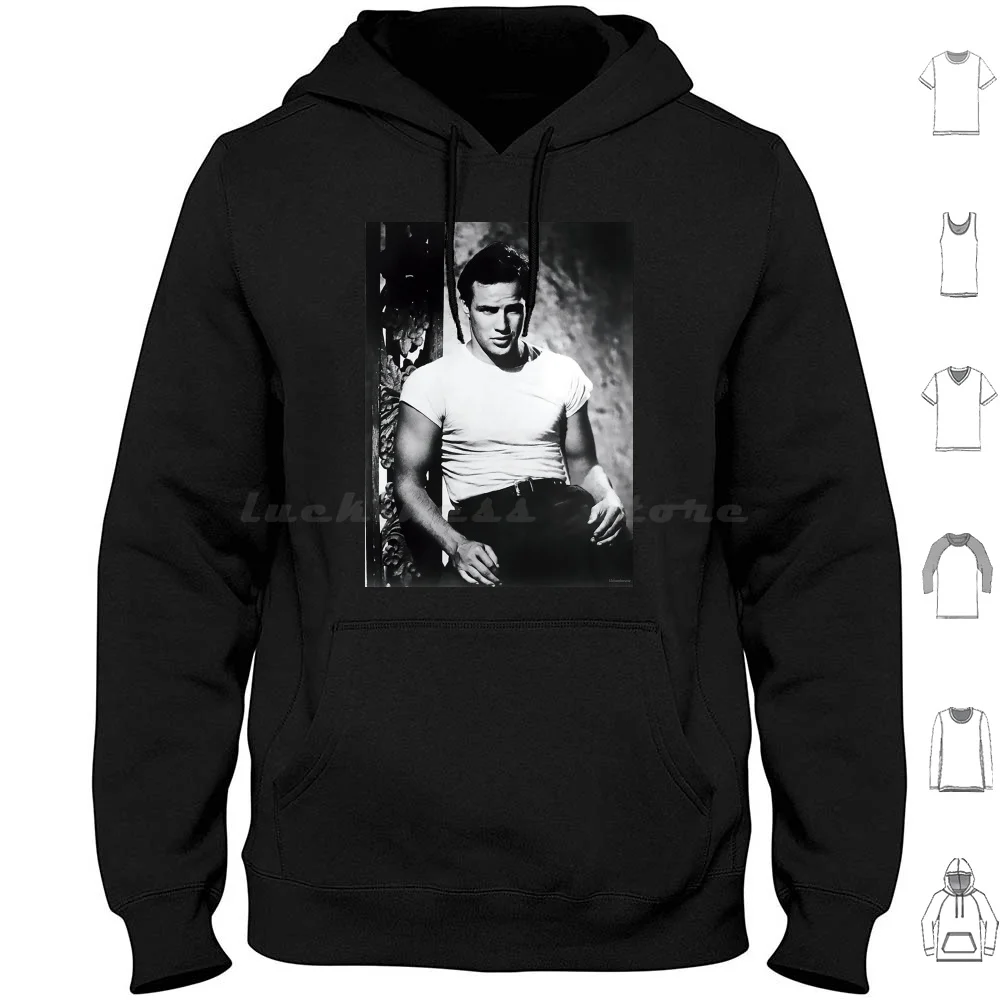 Marlon Brando Old Actor Vintage Retro Hoodies Long Sleeve Marlon Brando Old Actor Vintage Retro Star Celebrity