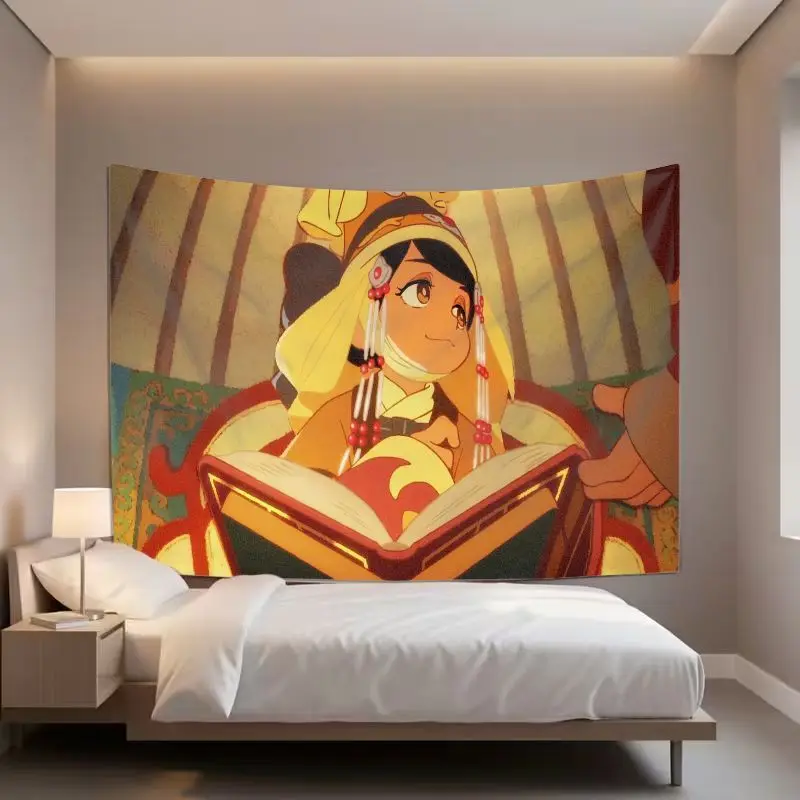 VIKAMA Purple Tune Exotic Girl Anime Tapestry Living Room Festival Party Background Horror Room Decoration