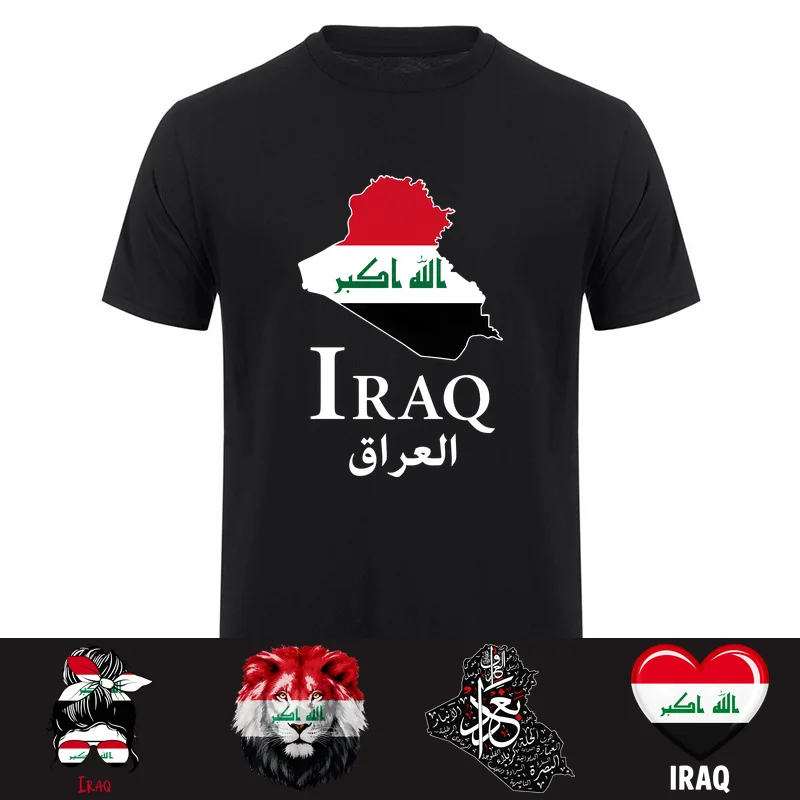 T-shirt avec carte de l'Irak, t-shirt graphique avec drapeau irakien, chemise de fierté nationale pour hommes et femmes, cadeau décontracté HJ-155