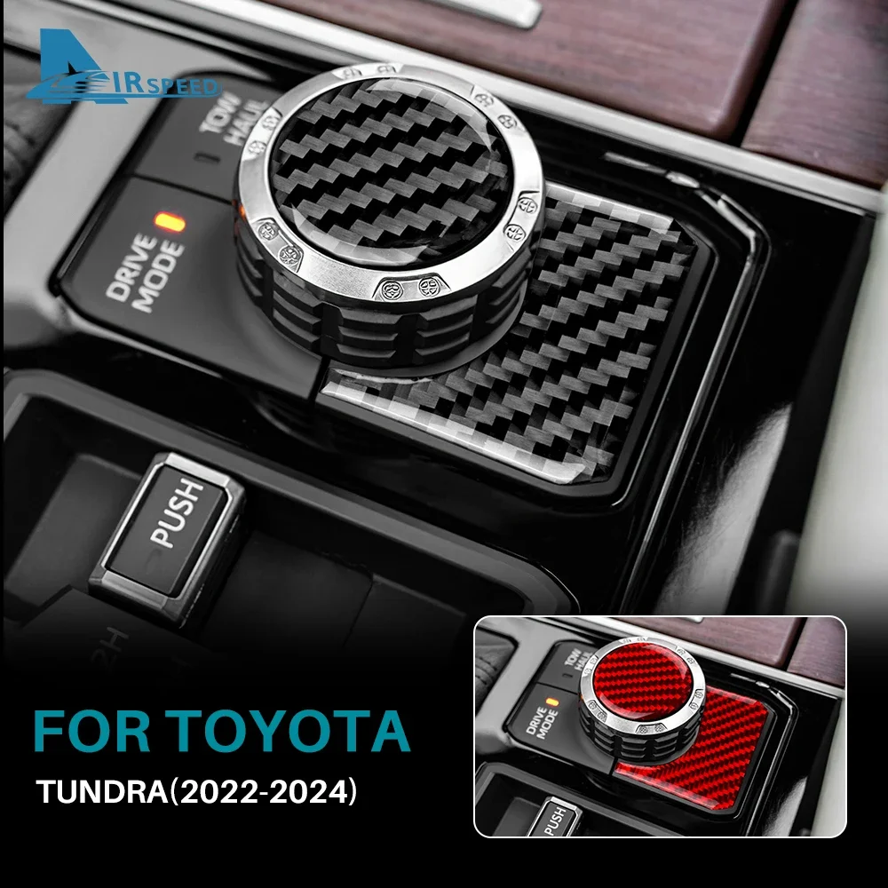 For Toyota Tundra 2022 2023 2024 2025 Real Soft Carbon Fiber Sticker Car Multimedia Button Knob Cover Interior Trim Accessories