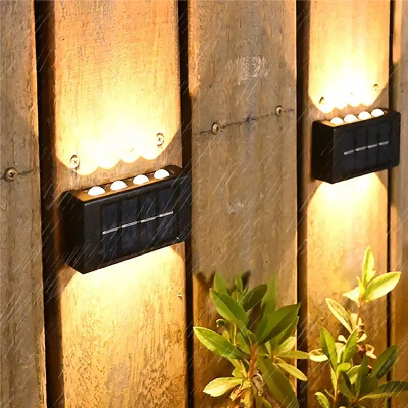 

*AA99Z 8 LED Solar Wall Lamp Outdoor Waterproof Up & Down Luminous Lighting Garden Solar Lights Stairs Fence Sunlight Lamp