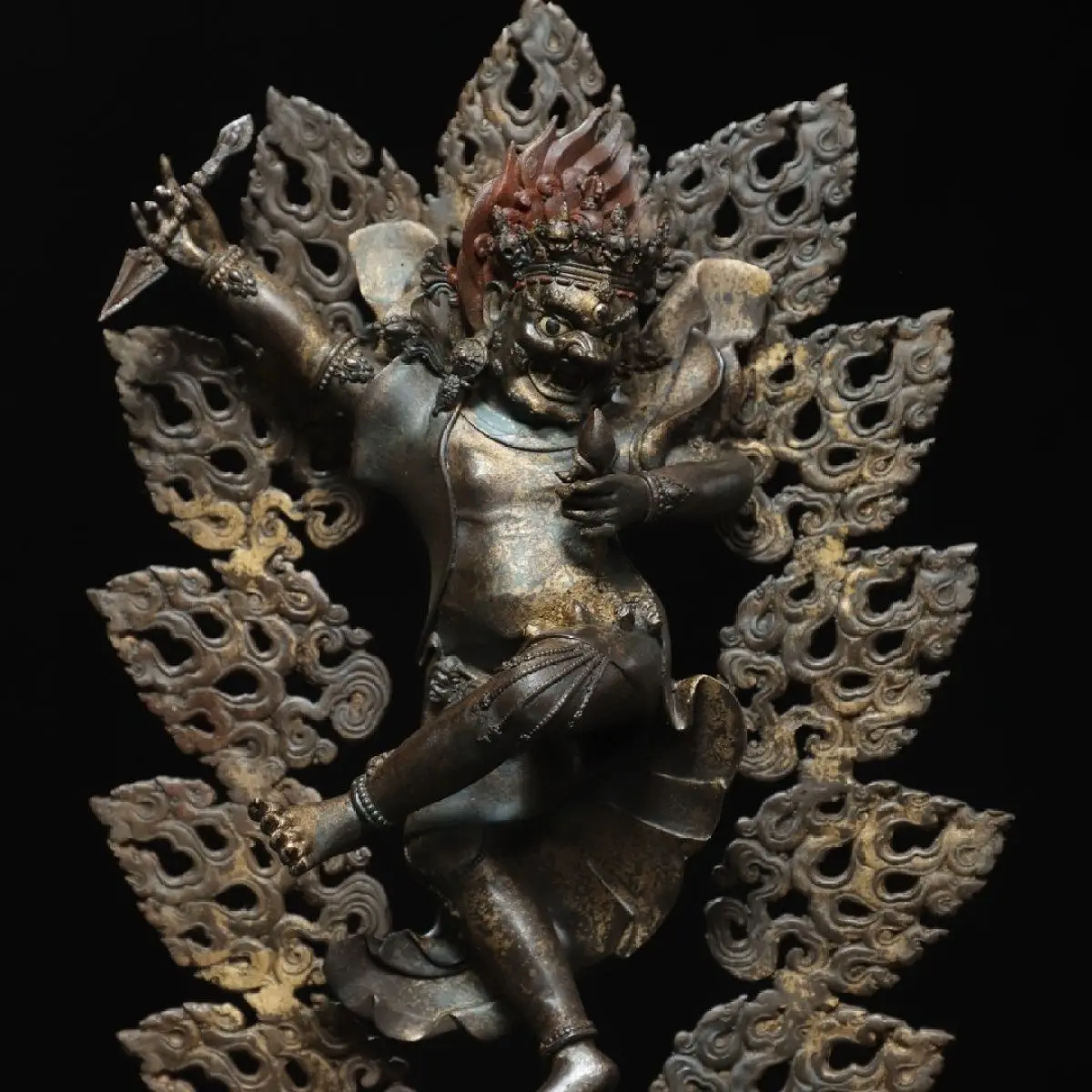 Antique Tibetan Dorje Shugden Protector Deity Buddha Statue Religious Desktop Altar Ornament Temple Home Decoration