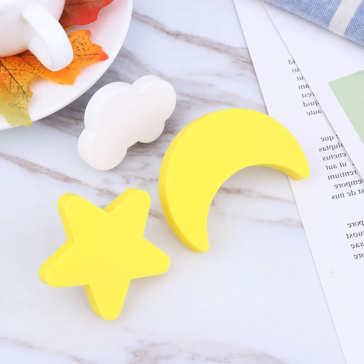 2 قطعة مقبض الكرتون الأصفر على شكل نجمة الاطفال درج سحب المقبض مكافحة عثرة المطاط خزانة باب خزانة الملابس استبدال الإبداعية #3