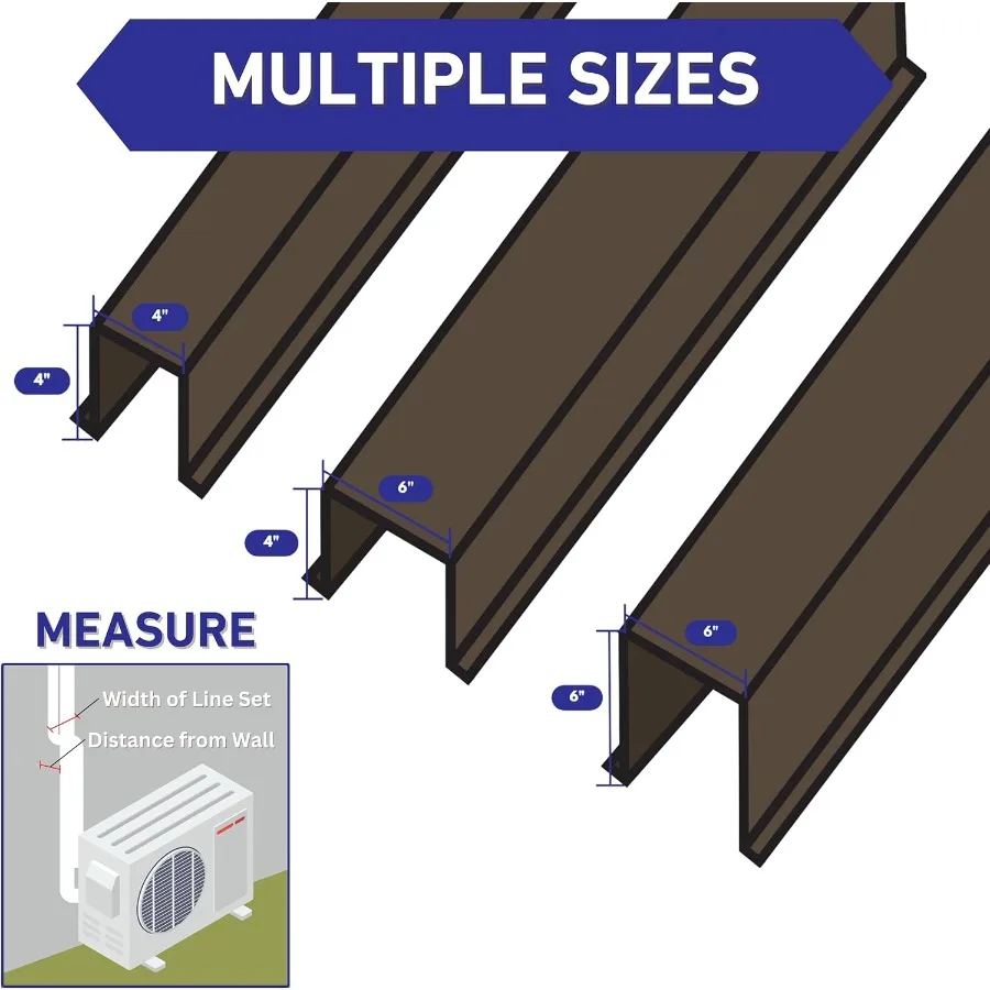 EAGLE 1 Juego de cubierta de línea metálica para bomba de calor de aire acondicionado central y mini dividido, varios tamaños y colores (6x4 blanco)