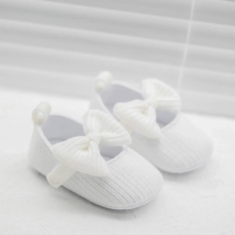 

New Baby Girl Casual Shoes Classic Solid Color Handmade Knitted Bow First Day Toddler Shoes Newborn Baby Soft Anti-Slip Soles