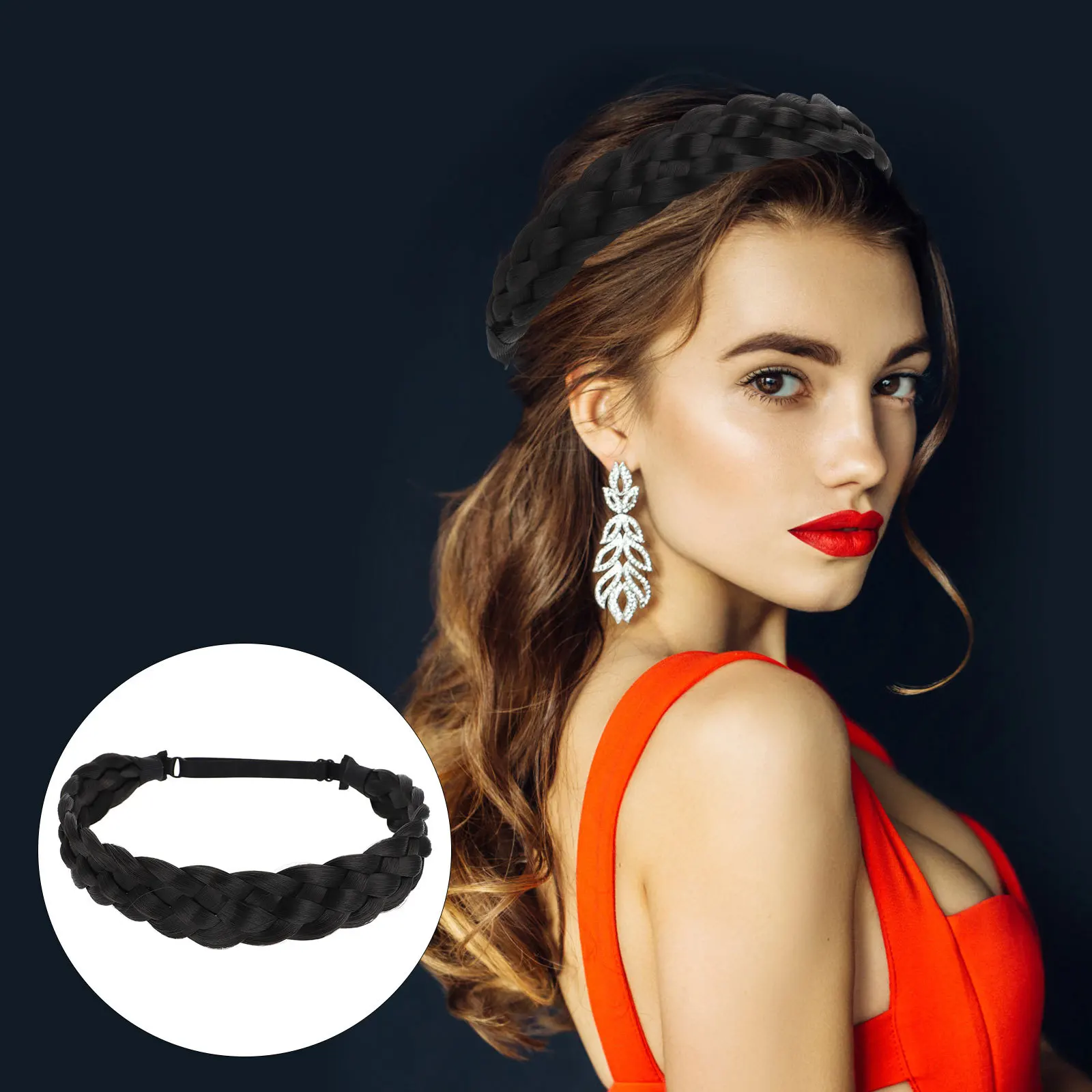 

Braided Headband for Women Retro Braid Hairpiece Elegant Adjustable Hair Band for Casual Party Wedding Daily Use
