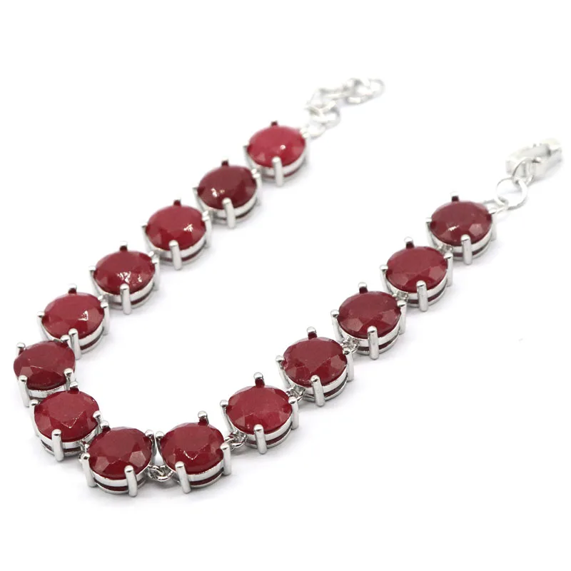 10x10mm Fantastic Red Ruby Green Emerald Blue Sapphire Gift For Girls Bracelet 7.5-8.5inch