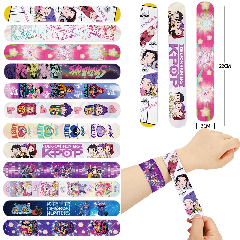 12/24/36 pièces Kpop chasseurs de démons Slap Bracelets cadeaux de fête Snap Bracelets cadeaux de fête d'anniversaire décoration approvisionnement cadeaux de noël