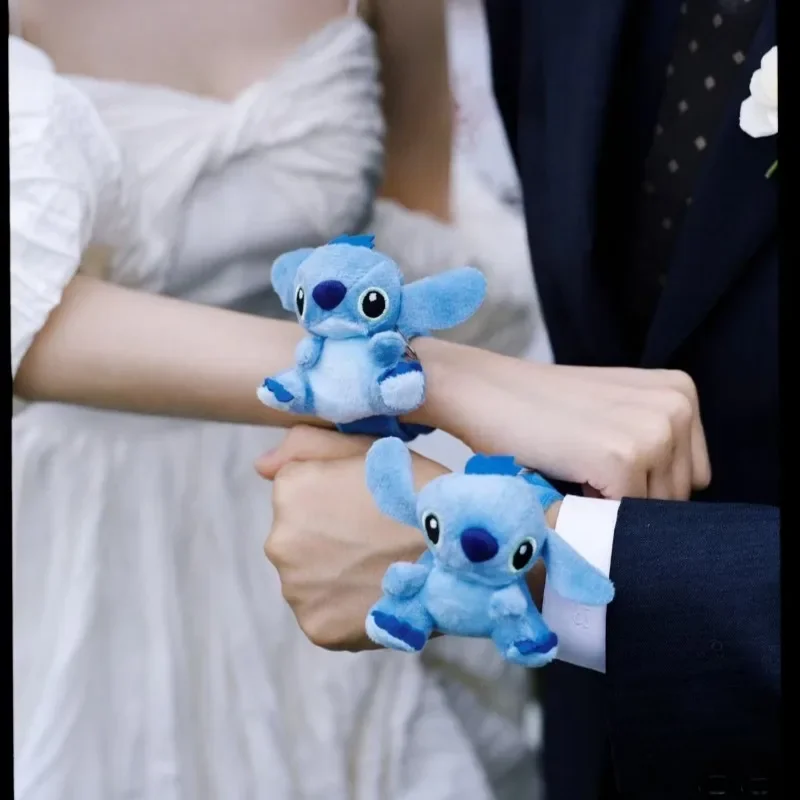 Disney Stitch Wristband Cute Cartoon Anime Stitch Angel Kids Snap Circle Plush Wristband Doll Accessory Girl&Child Holiday Gifts