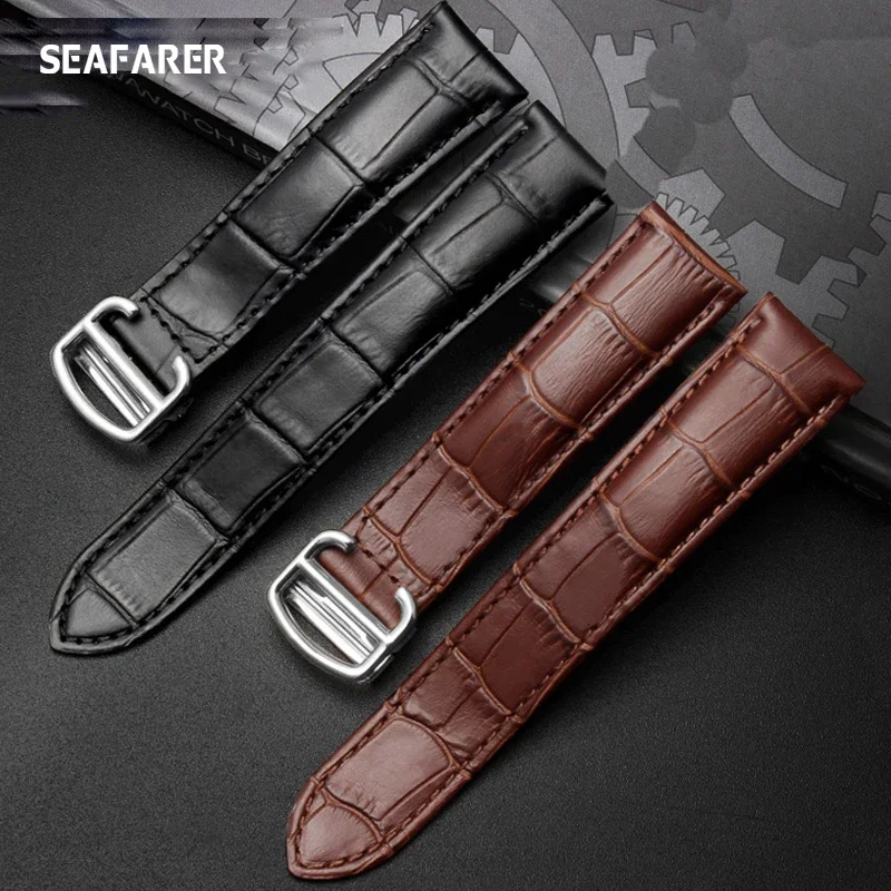 For Omega Watch Speed Seamaster Band Straps Men Deployant Clasp Black Brown Watchband Bracelet Belt 18mm 20mm 22mm Leather