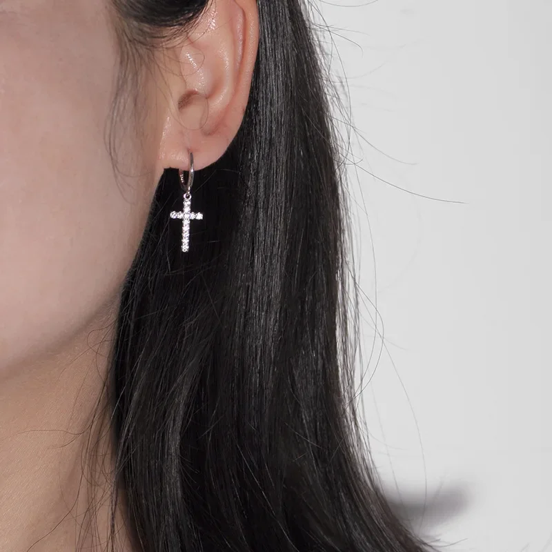 925 Sterling Silver Cross Earrings Creative Hot Sexy Jewelry For Women Gift Customized