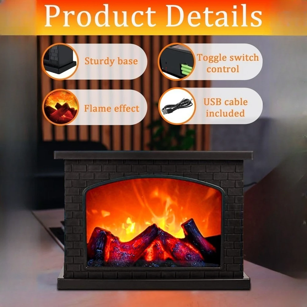 

Christmas Fireplace Flame Light Charcoal Style LED Table Lights Lamp for Holiday Winter Gift Party Warm Home Decor Led Lights