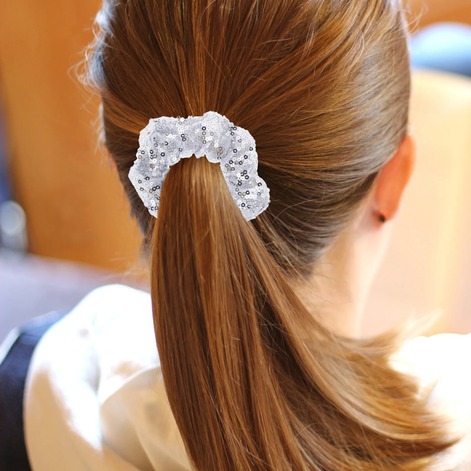 

2pcs Silver Sequin Scrunchies Elastic Hair Ties Fashion Rope Christmas Headbands Girls Colorful Hair Rings Soft Comfortable