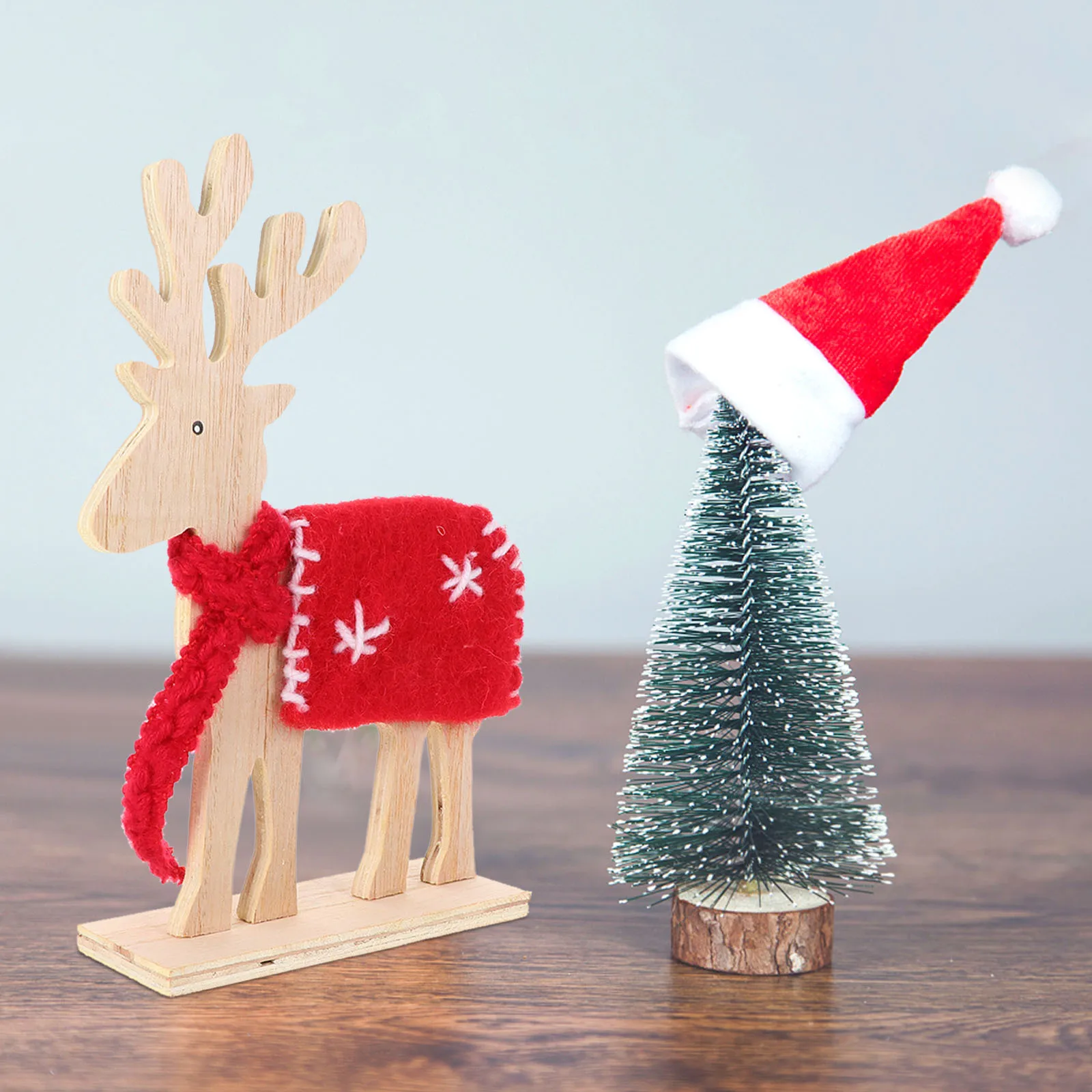 

1Pcs Wooden Christmas Elk Shape Desktop Ornament Home Decor for Xmas Party Festive Scene Decoration Accessory