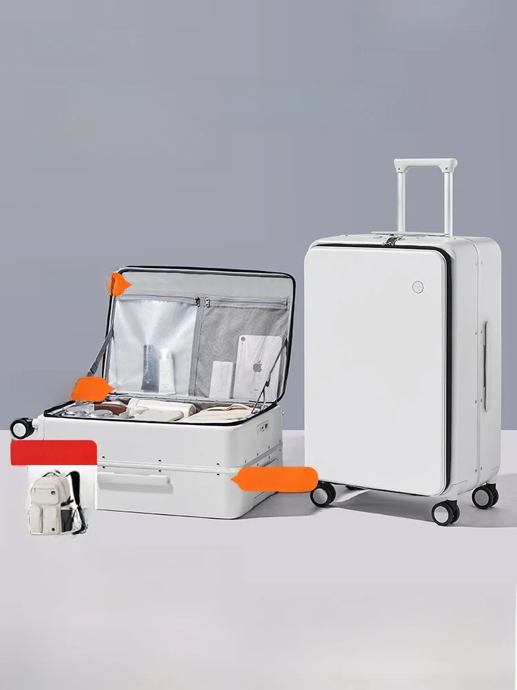 

Большой чемодан с алюминиевой рамой и боковым открытием, женский, модный, молодежный, на колесиках, с молнией, для ручной клади