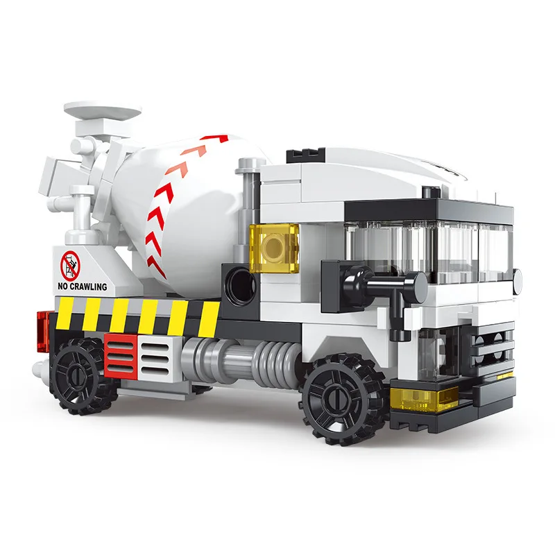 City MINI Urban Engineering Bulldozer Cement Mixer Truck MOC Figure Building Blocks Bricks Classic Model Toys For Kid Gift