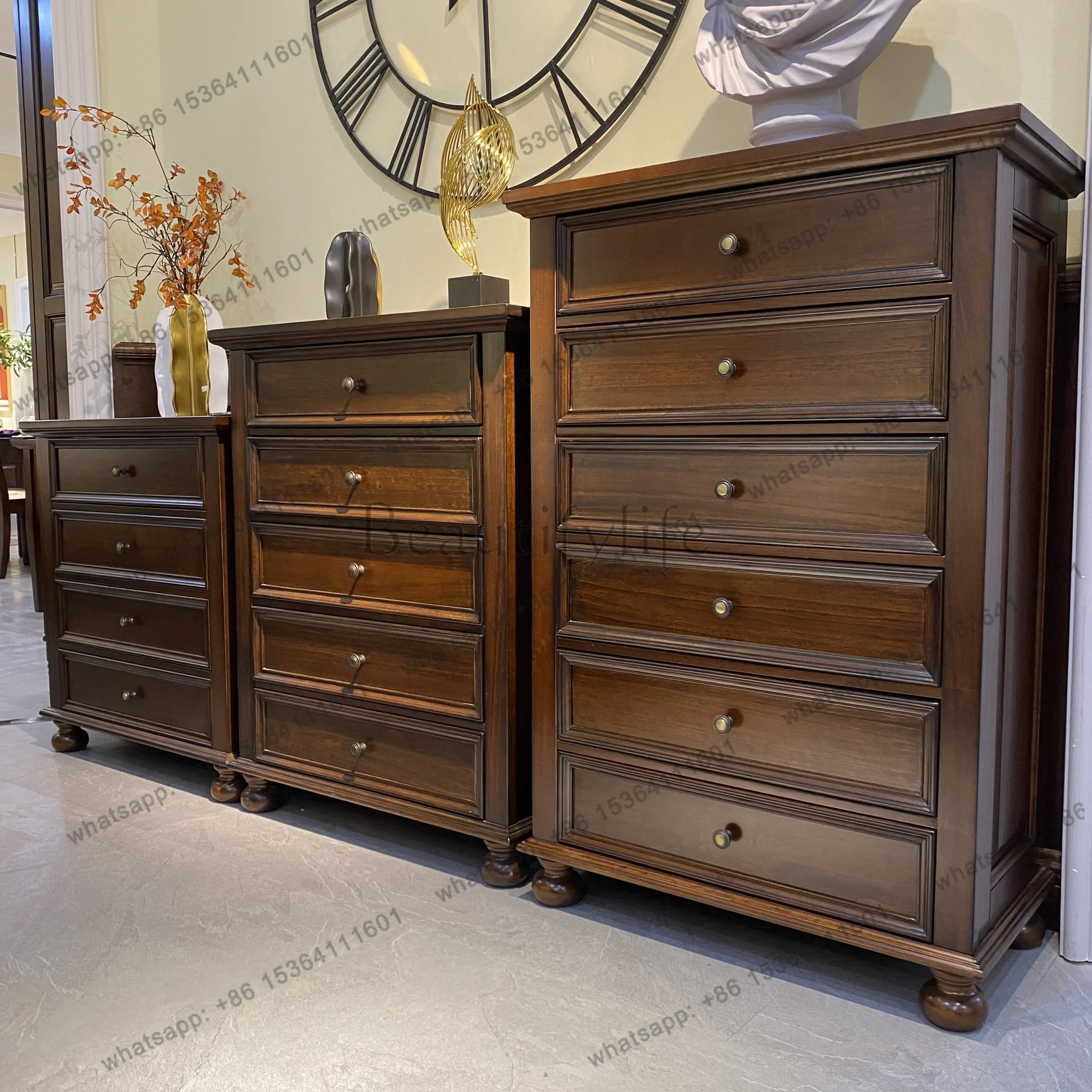 American solid wood five-bucket storage cabinet decorative cabinet length 765 * width 400 * height /1142mm