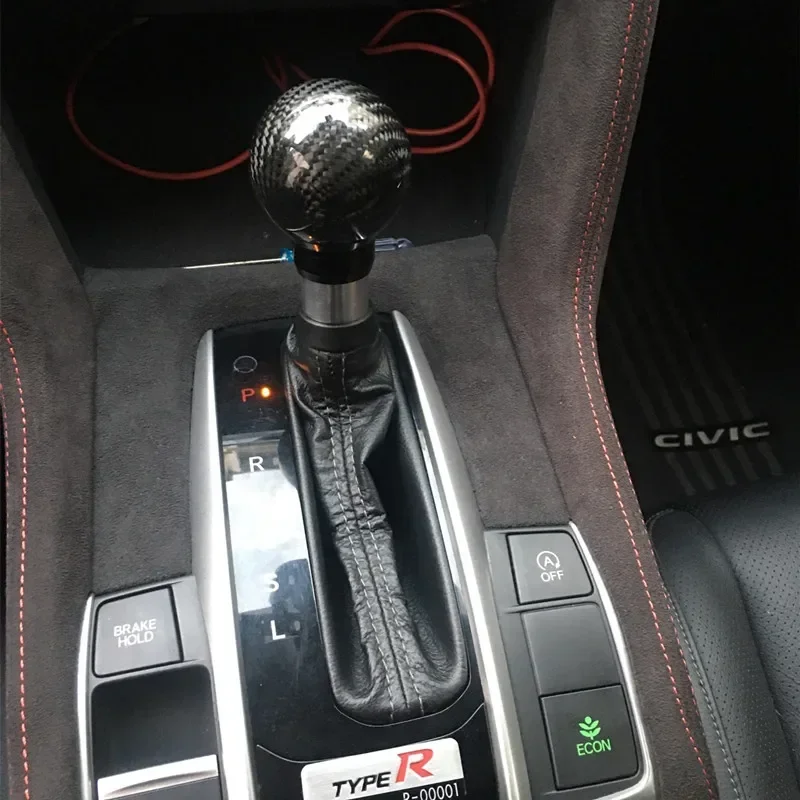 Universal Carbon Fiber Shift knob Round Ball Compatible with Lock/Button Automatic Transmission Car accessories