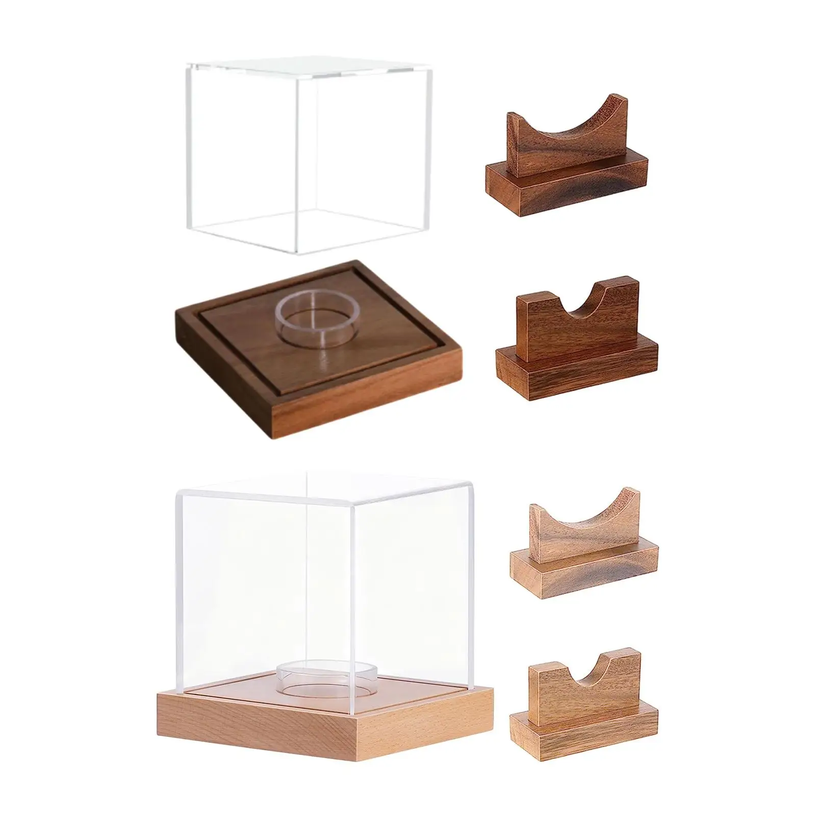 

Acrylic Baseball Display Holder Dustproof Collectible Ball Display Box with Wooden Base for Sports Fans