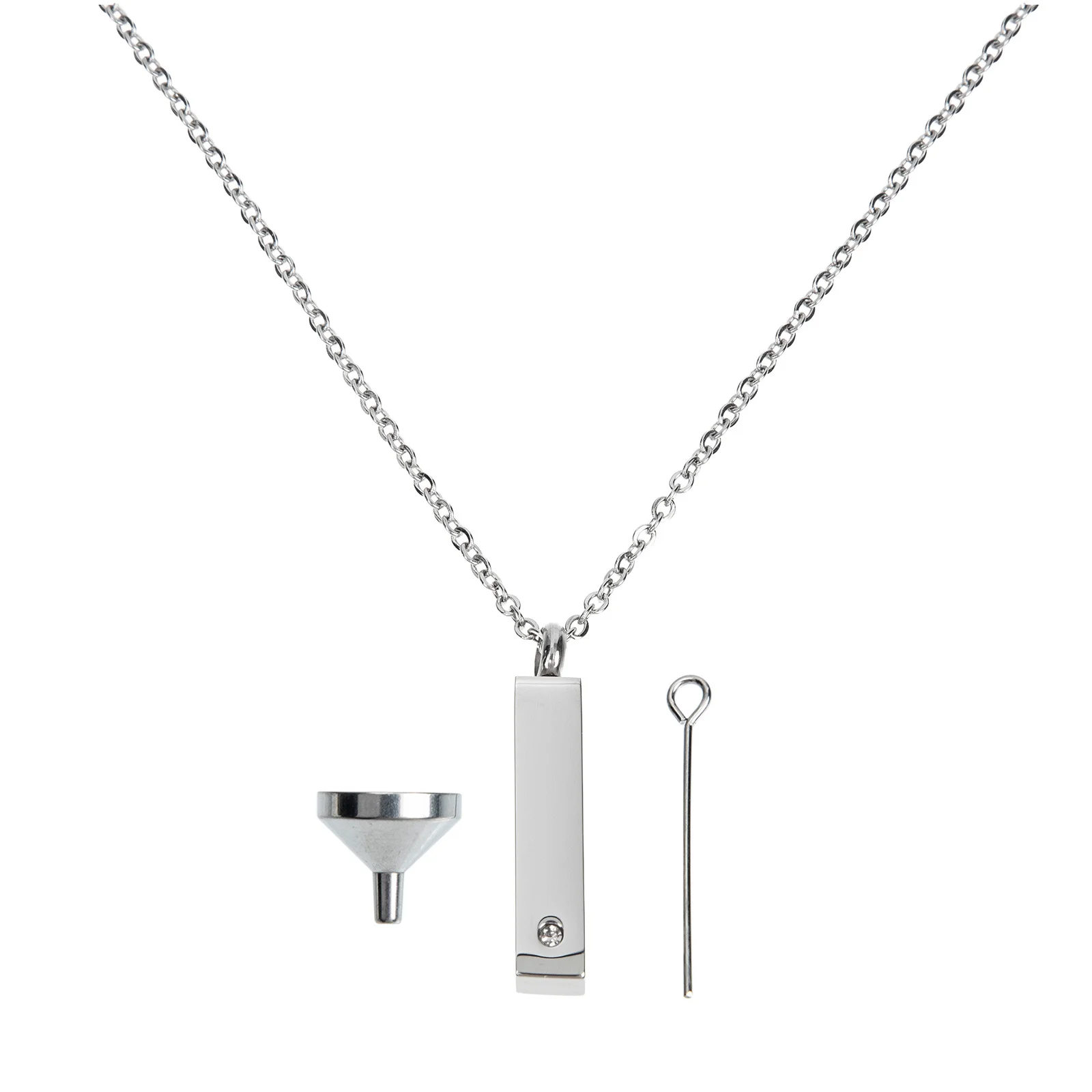 

1Set Stainless Steel Urn Necklace for Ashes Cylinder Cremation Pendant Memorial Keepsake Necklace with Funnel Cremation Jewelry