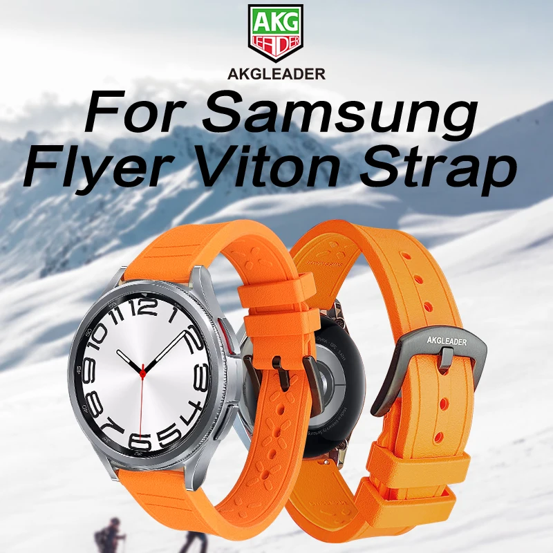 

AKGLEADRE Soft Fluororubber Strap for Samsung Galaxy Watch 6 Classic 47/43mm 6/5/4 40 44mm Bracelet For 5pro 45mm Quick Fit Band