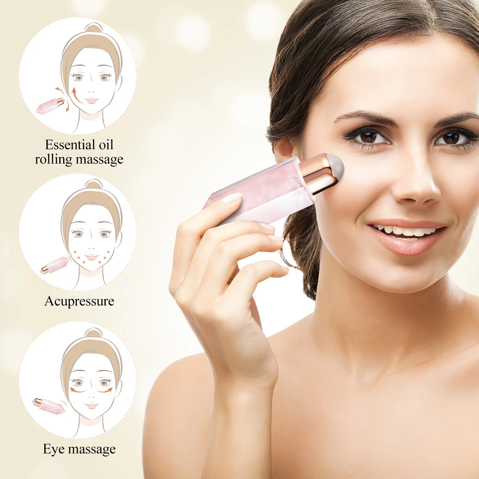 كريستال الوجه الأسطوانة أداة العناية بالبشرة غرامة زجاجة زيت الوجه مدلك جهاز الجمال كشط مجلس تعزيز الدورة الدموية