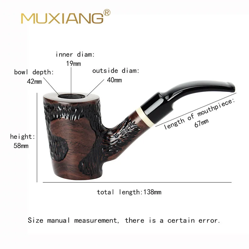 MUXIANG DIY Carved Hammer Type Ebony Pipe Tobacco Pipe 9mm Filter Tip And Accessories High-End Gifts Christmas Limited Edition