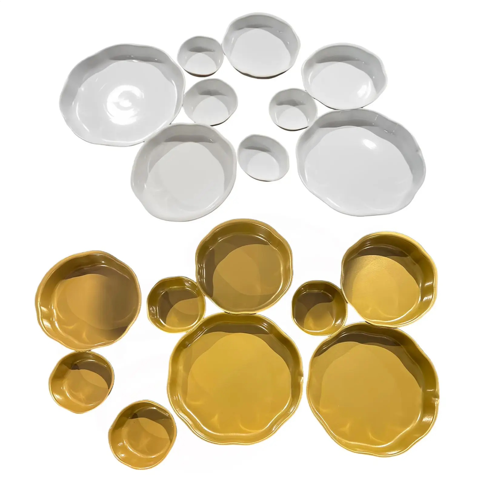 Gold/white Nine-square Grid Decorative Dining Plate Aluminum Entertaining Serving Bowls Charcuterie Tray Dessert PlateGold/white