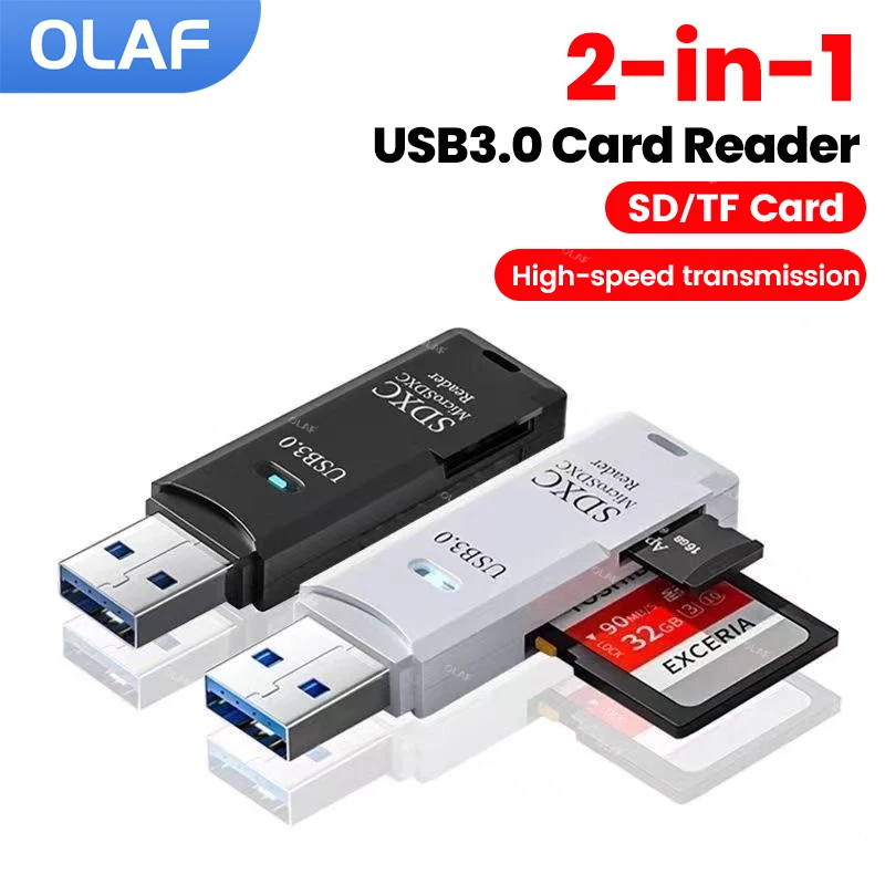 2-in-1 USB 3.0 Card Reader Micro SD TF Memory Card Data Fast Transfer USB Flash Drive Adapter for PC Laptop Accessories