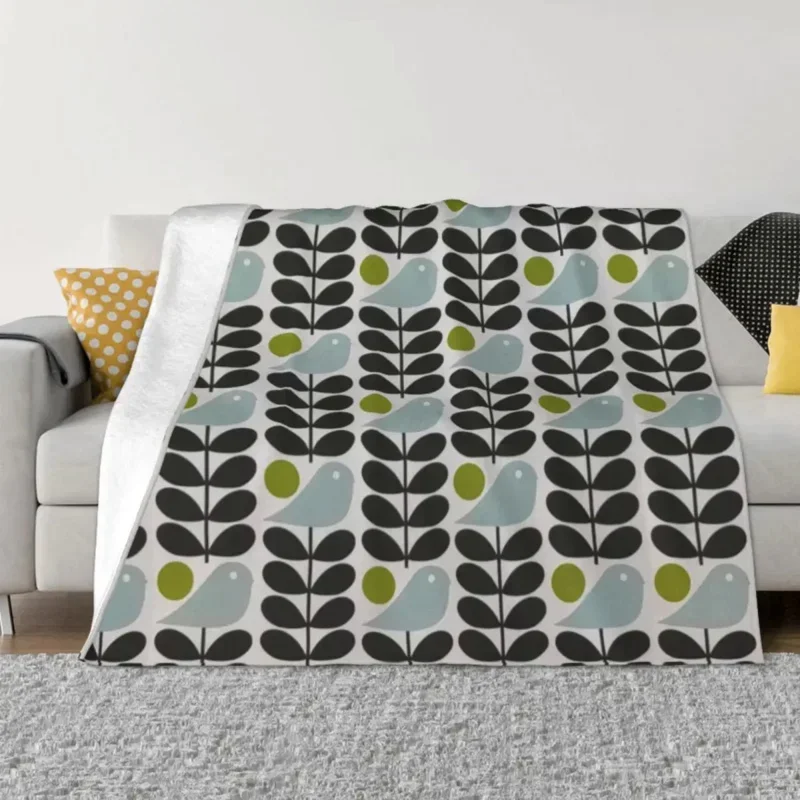 Early Bird Granite Blankets Warm Flannel Orla Kiely Floral Throw Blanket for Bedding Couch Bedspread