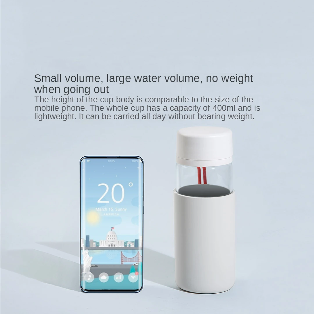 Xiaomi Mijia-Garrafa de água de vidro com alça portátil, anti-escaldante, à prova de vazamento, garrafas de leite, copo simples, 400ml