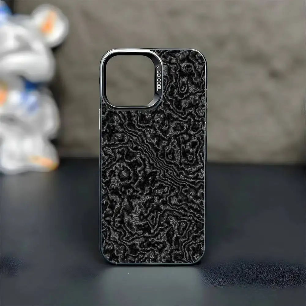 Carbon Fiber Pattern Painting Phone Case For iPhone17,16,15,14,13,12,11 Plus,Pro Max Black Matte Shockproof Cover